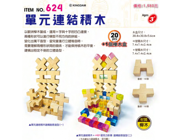 624 單元連結積木  (20pcs+1個櫸木盒)