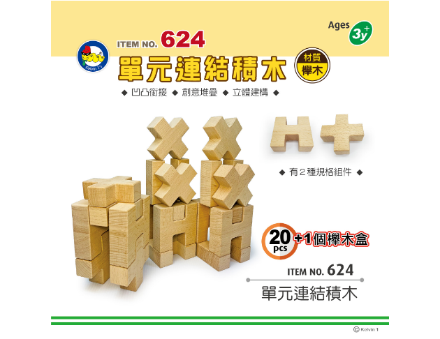 #624 單元連結積木  (20pcs+1個櫸木盒)