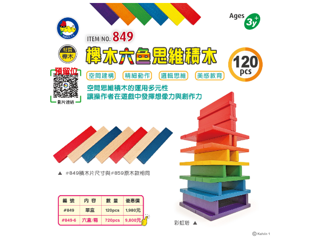 #849 櫸木六色思維積木